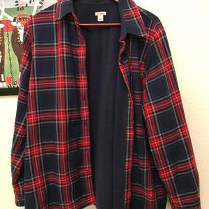 Womens LLBean Fleece lined Flannel Shirt Size L- great condition